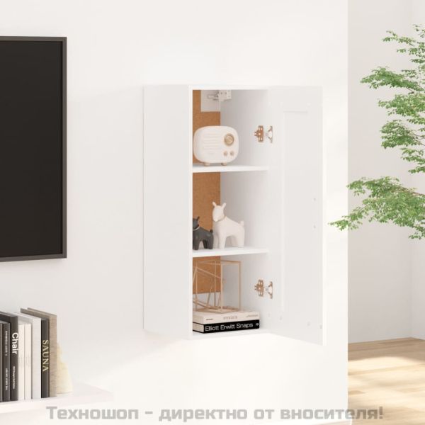 Окачен шкаф, бял, 35x34x90 см, инженерно дърво