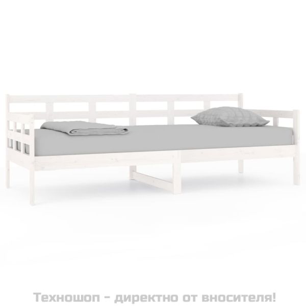 Дневно легло, бяло, борово дърво масив, 80x200 см