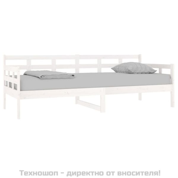 Дневно легло, бяло, борово дърво масив, 80x200 см