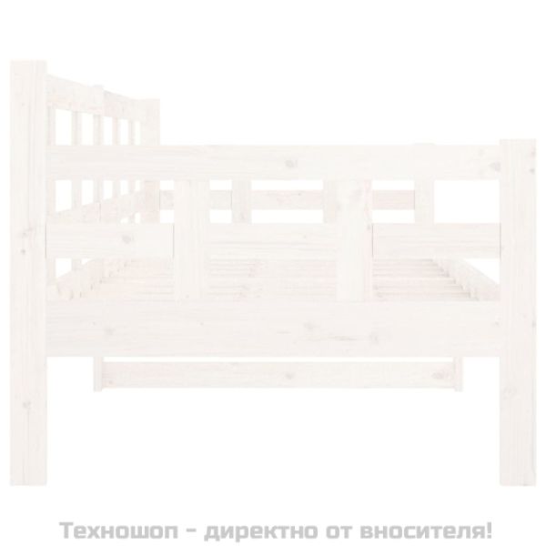 Дневно легло, бяло, борово дърво масив, 80x200 см