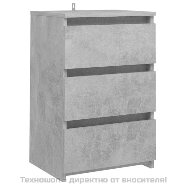 Нощно шкафче, бетонно сиво, 40x35x62,5 см, инженерно дърво