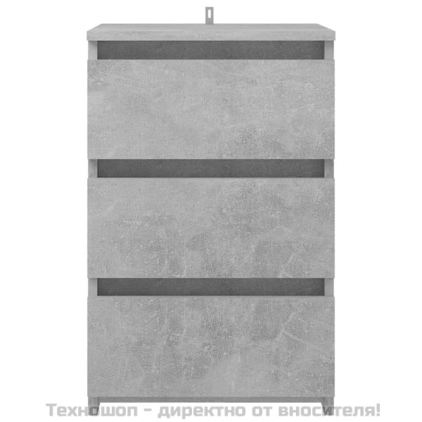 Нощно шкафче, бетонно сиво, 40x35x62,5 см, инженерно дърво