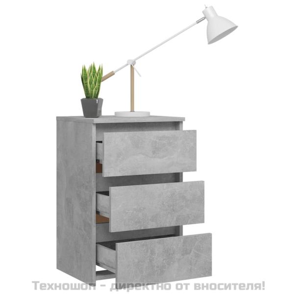 Нощно шкафче, бетонно сиво, 40x35x62,5 см, инженерно дърво