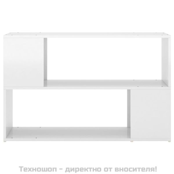 Библиотека, бял гланц, 100x24x63 см, инженерно дърво