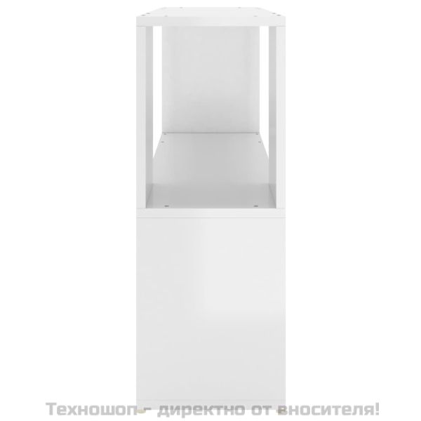 Библиотека, бял гланц, 100x24x63 см, инженерно дърво