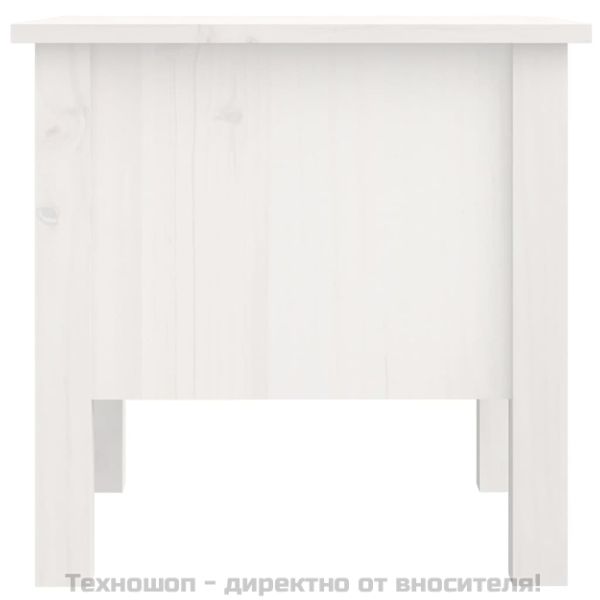 Странична масичка, бяла, 40x40x39 см, борово дърво масив