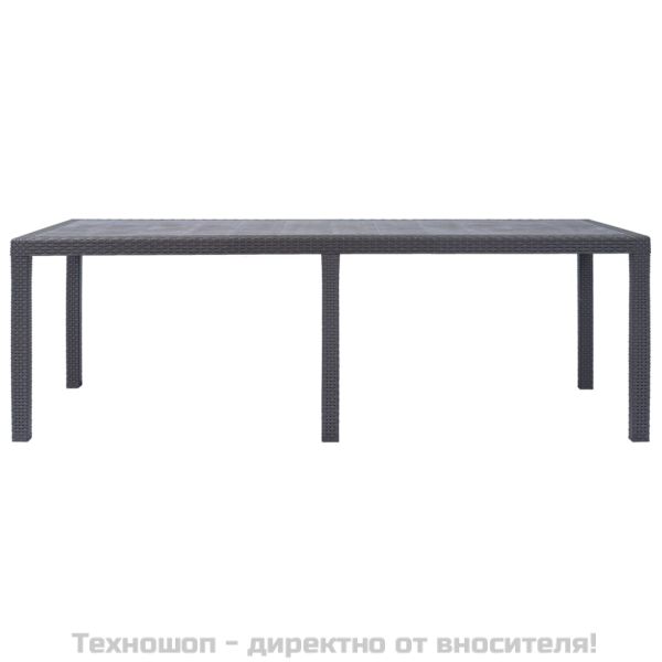 Градинска маса, 220x90x72 см, пластмаса, ратанов вид, кафява