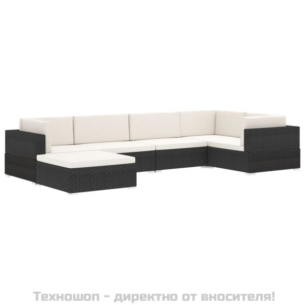 Модулен междинен фотьойл с възглавници, 1 бр, полиратан, сив