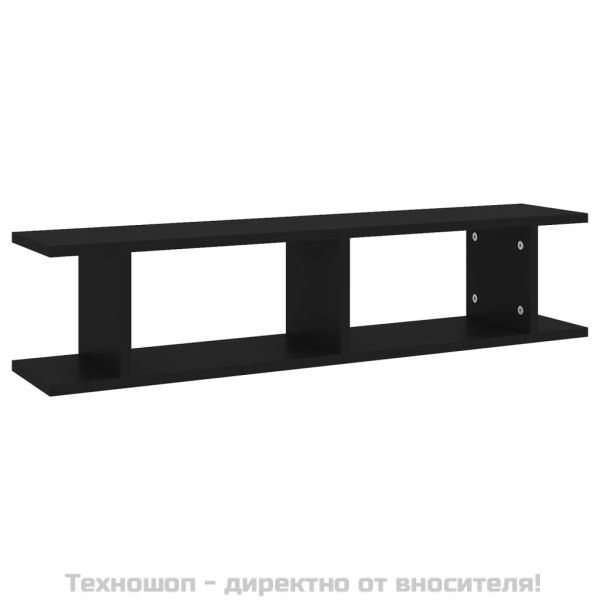 Стенни рафтове, 2 бр, черни, 90x18x20 см, инженерно дърво