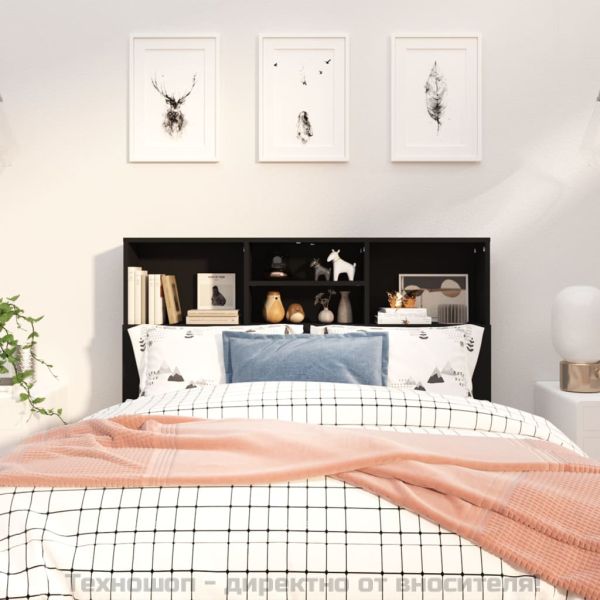 Табла за легло тип шкаф, черна, 120x19x103,5 см