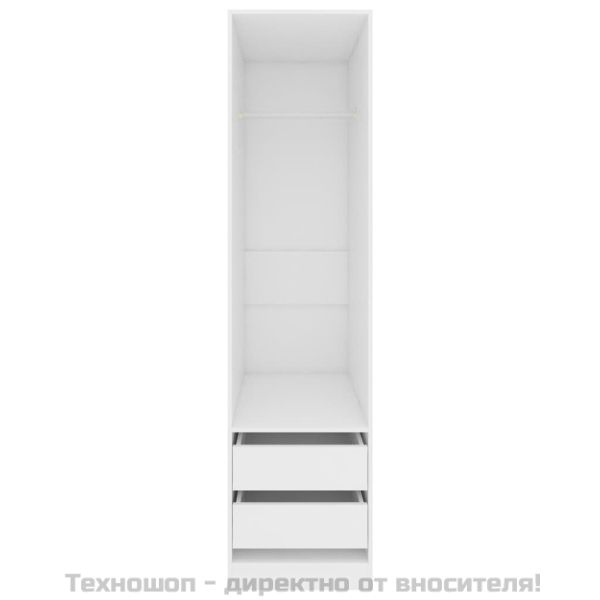 Гардероб с чекмеджета, бял, 50x50x200 см, ПДЧ