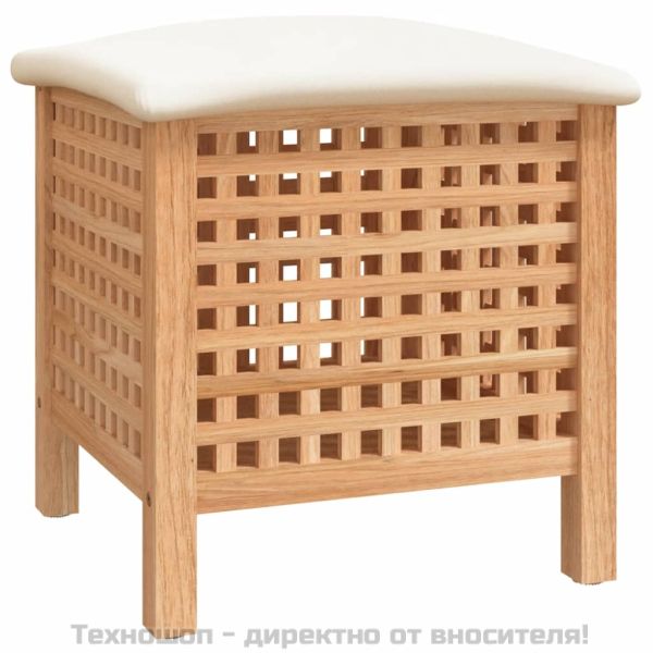 Табуретка за баня, 48x47,5x52 см, орехово дърво масив