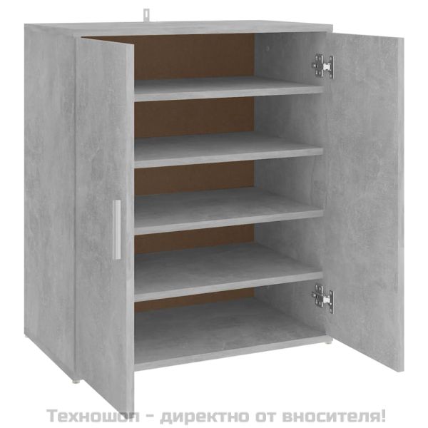 Шкаф за обувки, бетонно сив, 60x35x70 см, инженерно дърво