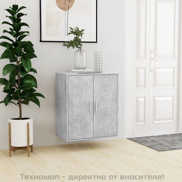 Шкаф за обувки, бетонно сив, 60x35x70 см, инженерно дърво
