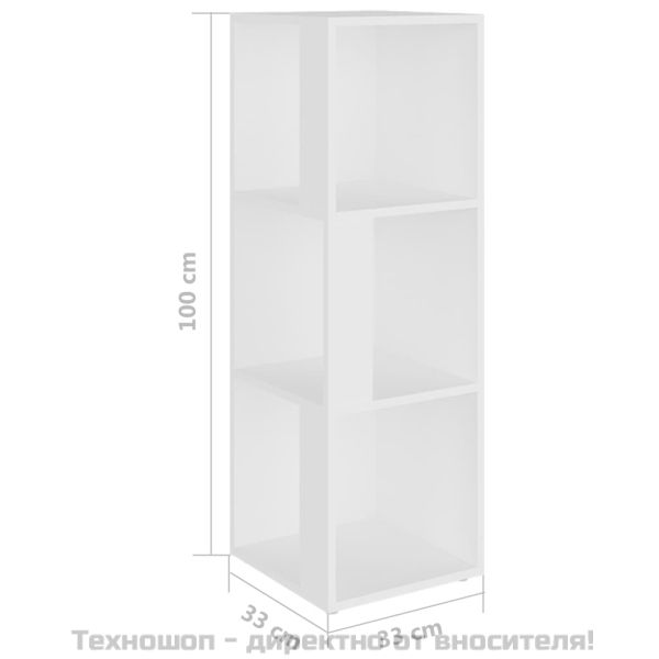 Ъглов шкаф, бял, 33x33x100 см, инженерно дърво