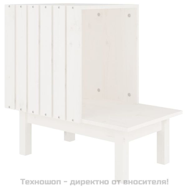 Котешка къща, бяло , 60x36x60 см, масивно дърво бор