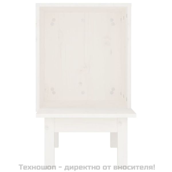 Котешка къща, бяло , 60x36x60 см, масивно дърво бор