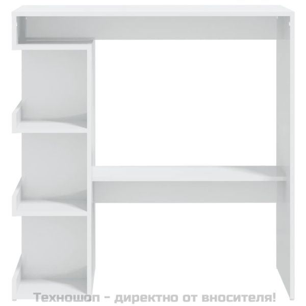 Бар маса с шкаф за съхранение, бял гланц, 100x50x101,5 см