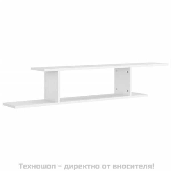 Стенен ТВ рафт, бял, 125x18x23 см, инженерно дърво