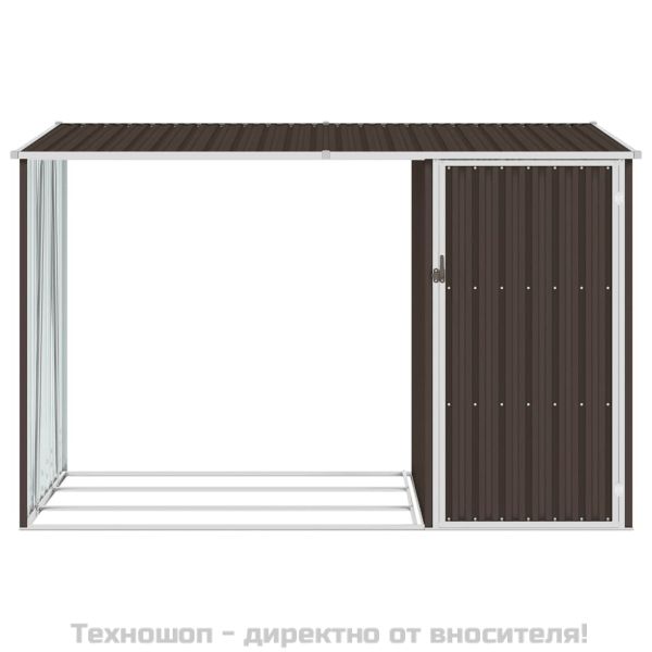 Градински навес кафяв 245x98x159 см поцинкована стомана