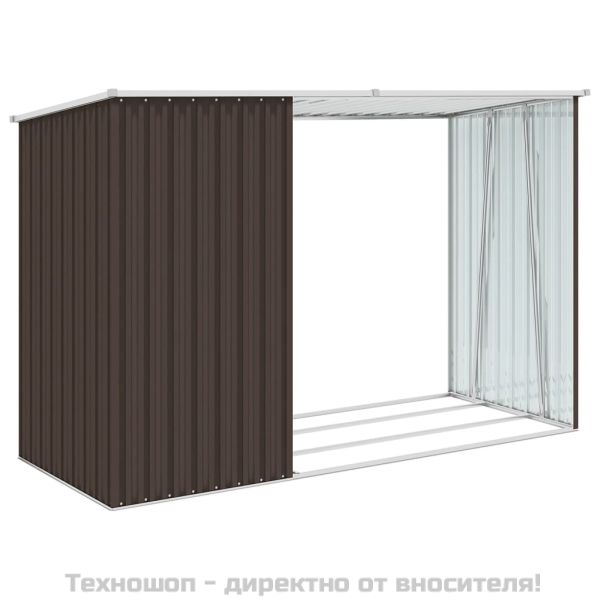 Градински навес кафяв 245x98x159 см поцинкована стомана