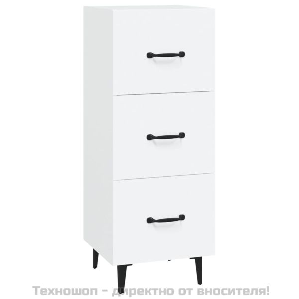 Сайдборд, бял, 34,5x34x90 см, инженерно дърво