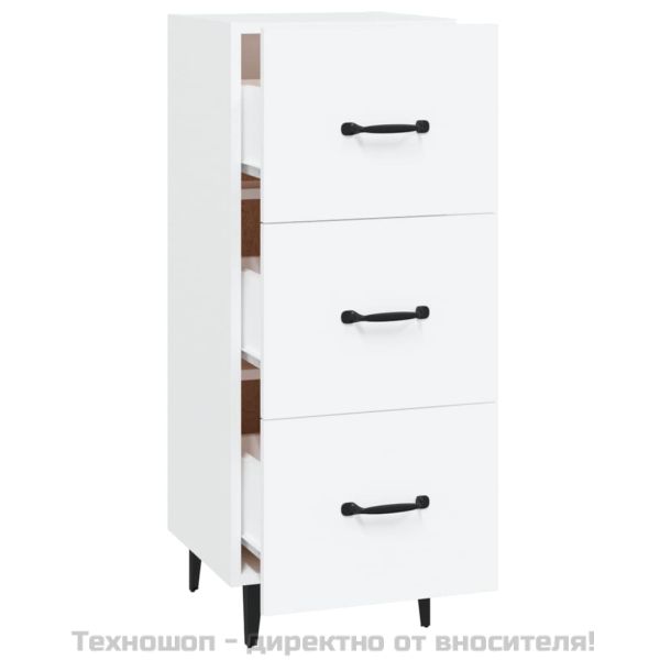 Сайдборд, бял, 34,5x34x90 см, инженерно дърво