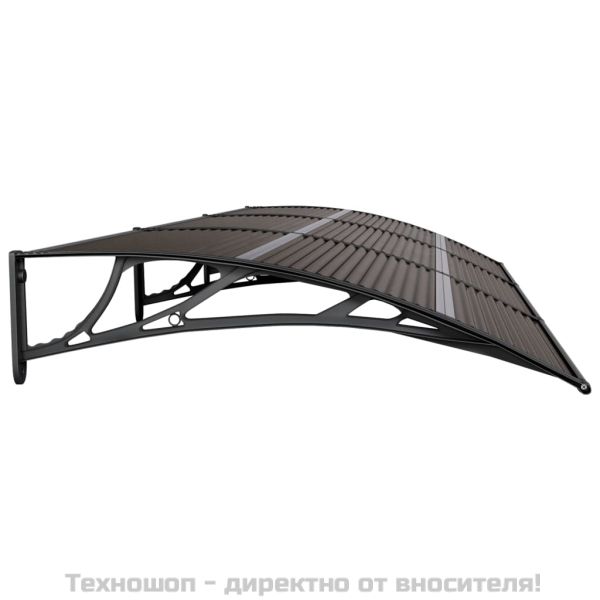 Навес за врата, черен, 300x100 см, поликарбонат
