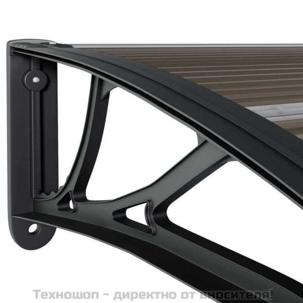 Навес за врата, черен, 300x100 см, поликарбонат