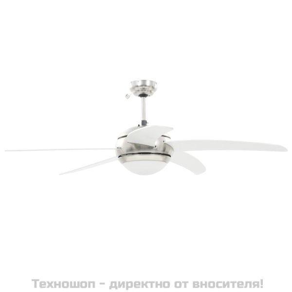 Декоративен вентилатор за таван с осветление, 128 см, бял