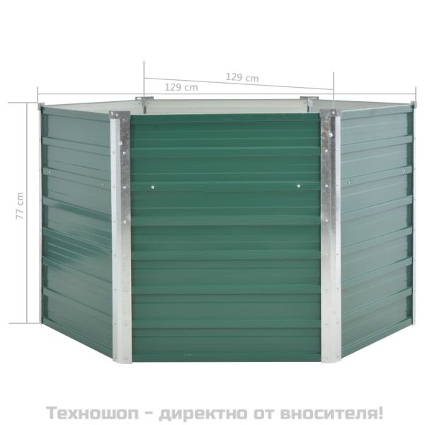 Градинска висока леха поцинкована стомана 129x129x77 см зелена