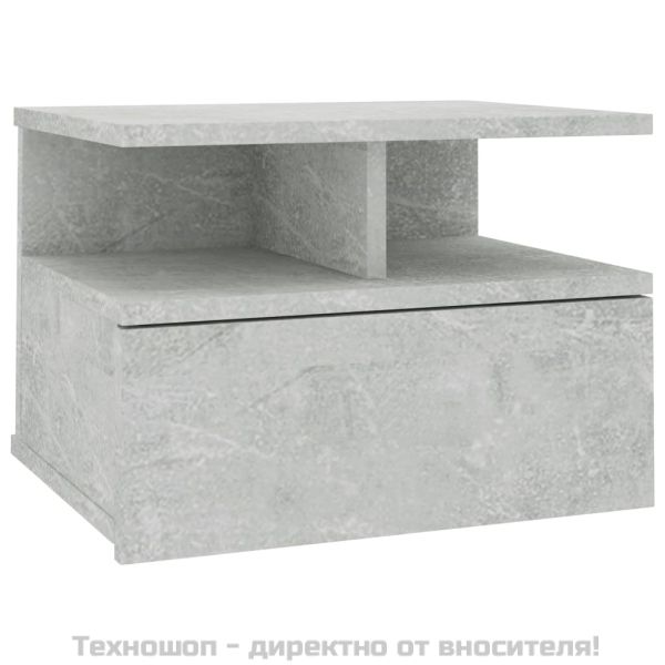 Нощно шкафче за стена, бетонно сиво, 40x31x27см инженерно дърво