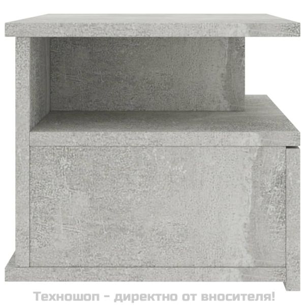 Нощно шкафче за стена, бетонно сиво, 40x31x27см инженерно дърво