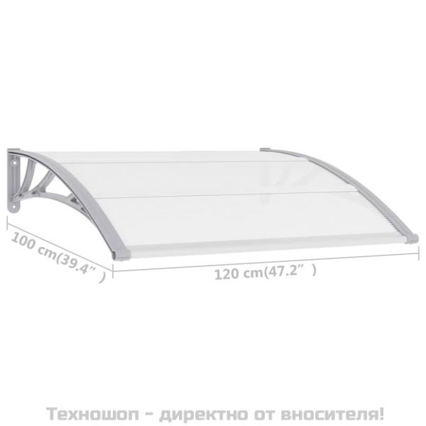 Навес за врата сив 120x100 см PC
