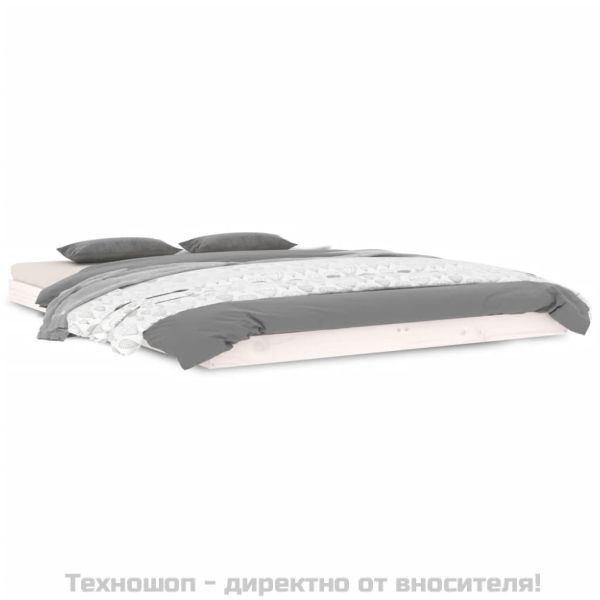 Рамка за легло, бяла, бор масив, 140x190 см