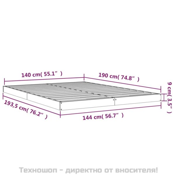 Рамка за легло, бяла, бор масив, 140x190 см