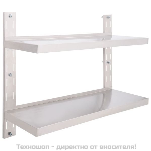 Стенен рафт с 2 нива, неръждаема стомана, 100x30 см