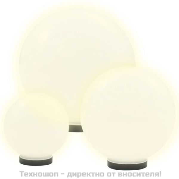 Градински сфери за LED лампи, 3 бр, 20/30/40 см, PMMA
