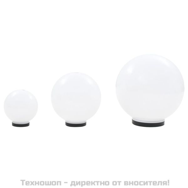 Градински сфери за LED лампи, 3 бр, 20/30/40 см, PMMA