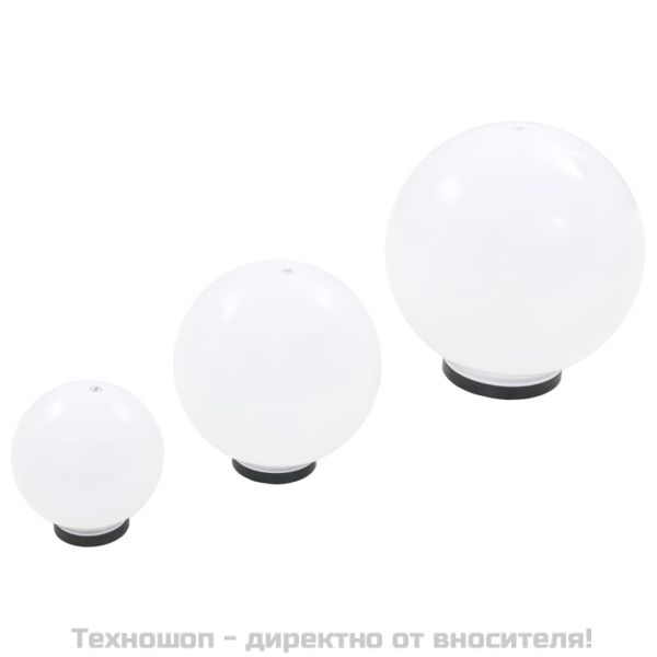 Градински сфери за LED лампи, 3 бр, 20/30/40 см, PMMA