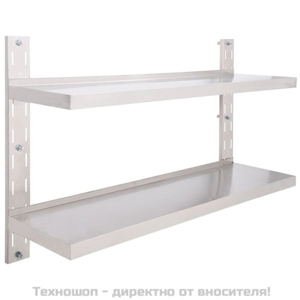 Стенен рафт с 2 нива, неръждаема стомана, 120x30 см