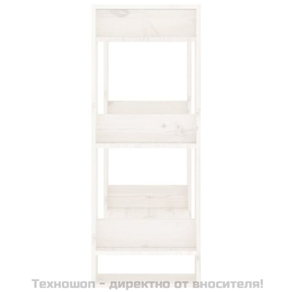 Библиотека/разделител за стая, бяла, 60x35x91 см, бор масив