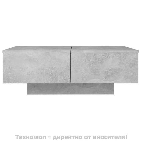 Маса за кафе, бетонно сива, 90x60x31 см, инженерно дърво