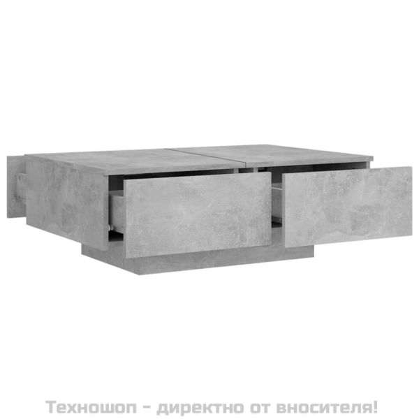 Маса за кафе, бетонно сива, 90x60x31 см, инженерно дърво