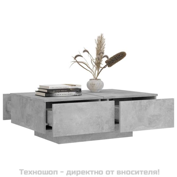 Маса за кафе, бетонно сива, 90x60x31 см, инженерно дърво