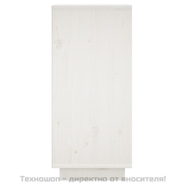 Сайдборд, бял, 31,5x34x75 см, бор масив