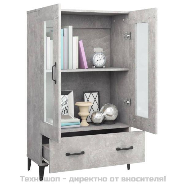 Висок шкаф, бетонно сив, 70x31x115 см, инженерно дърво