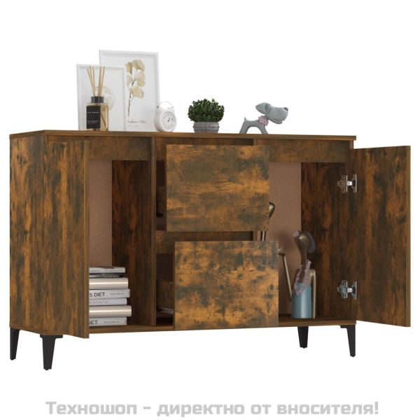 Сайдборд, опушен дъб, 102x35x70 см, инженерно дърво