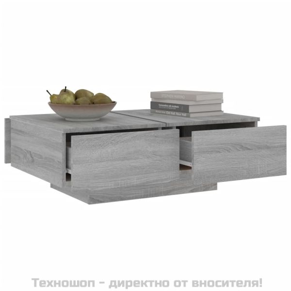 Кафе маса, сив сонома, 90x60x31 см, инженерно дърво
