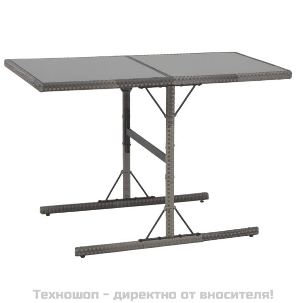 Градински комплект с възглавници, 7 части, полиратан, сив